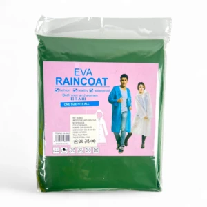 Capa impermeable EVA azul para adulto, empaque con dos capas, ideal para lluvia.