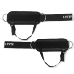 Grilletes negros para tobillo con argollas y correa ajustable, logo LAVEF.