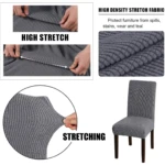 Forro protector para silla gris, tela gruesa elástica de alta densidad que previene manchas y desgaste.