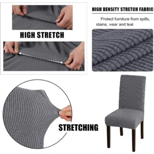 Forro protector para silla gris, tela gruesa elástica de alta densidad que previene manchas y desgaste.