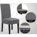Forro gris para silla con textura suave y elástico inferior, ajuste perfecto.
