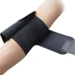 Codera ortopédica ajustable de neopreno negro para protección del codo.