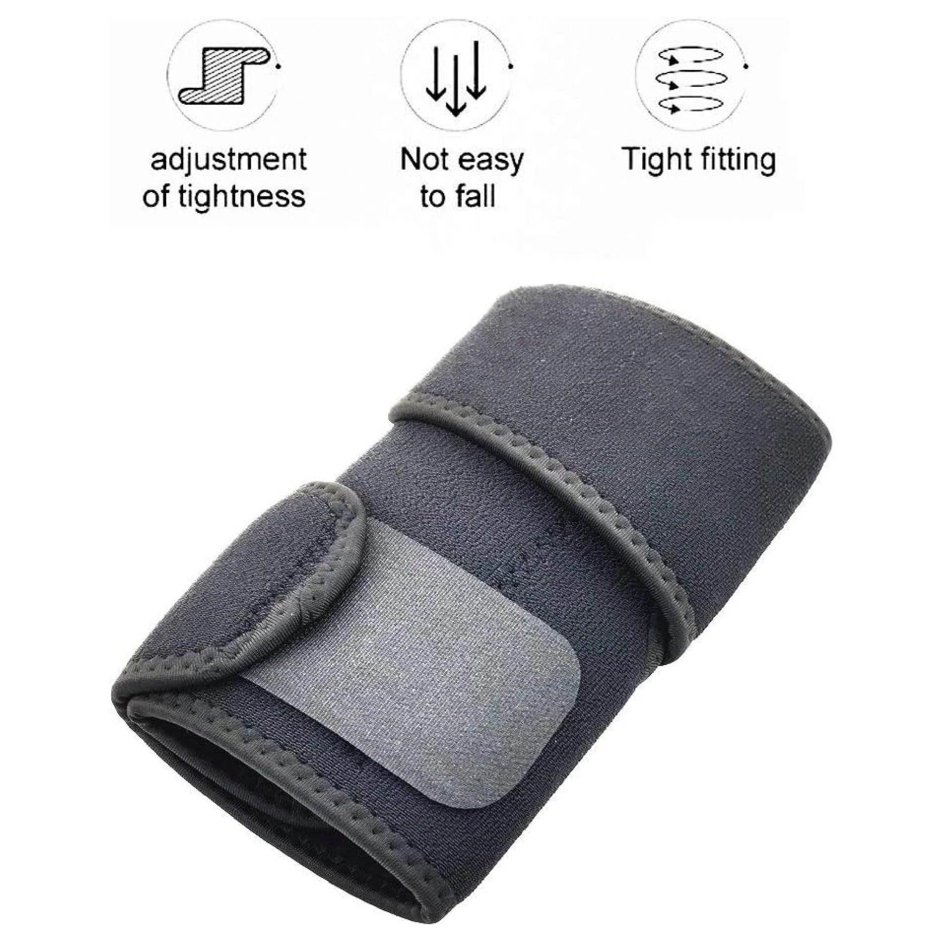 Codera ortopédica ajustable gris con velcro, protección y ajuste de tensión.