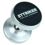 Soporte magnético plateado para celular STTRIKER con frase "FEELING STRONGER", base de trípode, ideal para gimnasio.