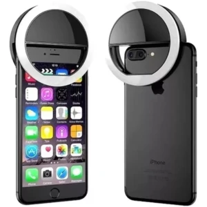 Mini aro de luz LED circular para iPhone, con clip, ilumina el teléfono para selfies.