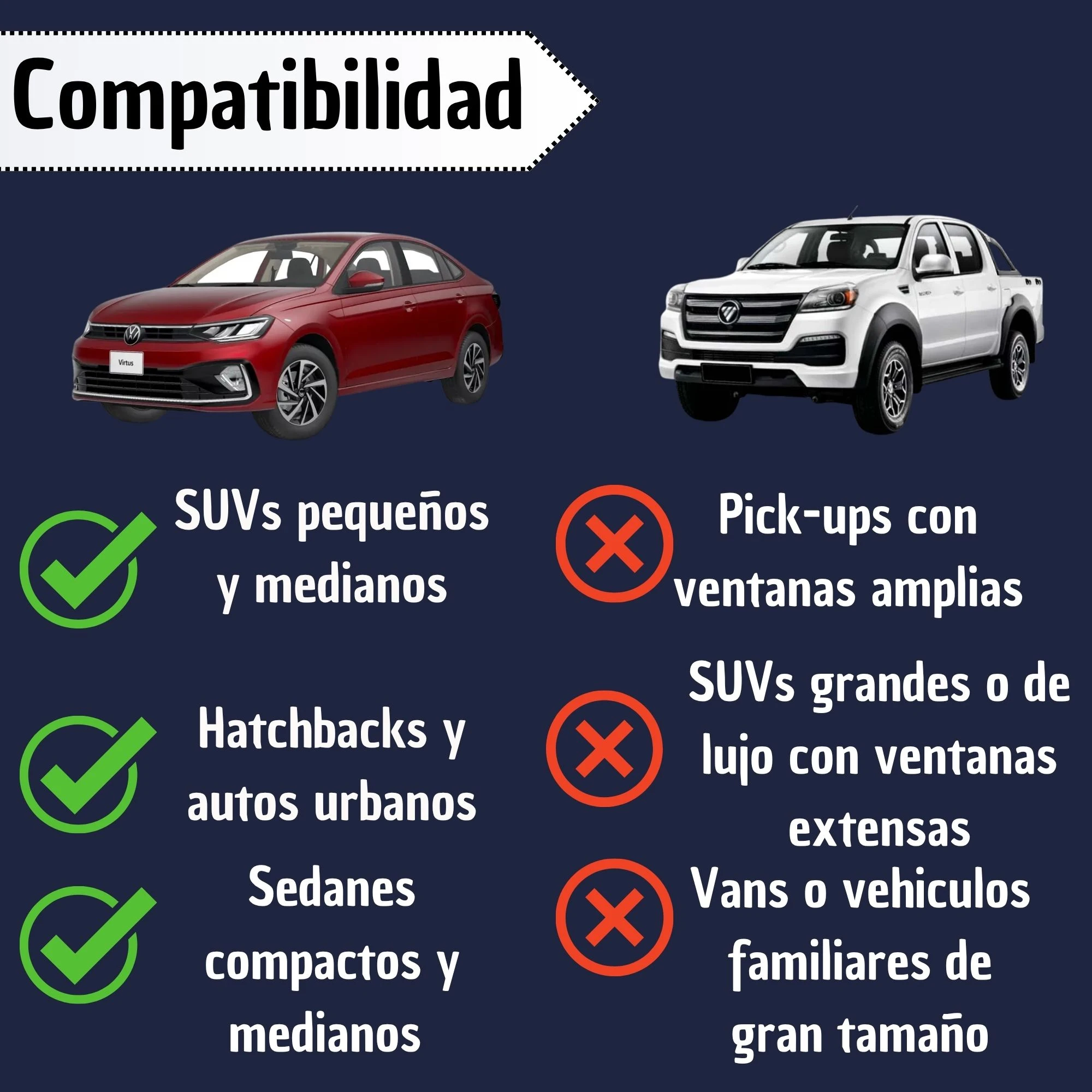 Parasol para ventanas de carros: compatible con SUVs, hatchbacks y sedanes compactos.