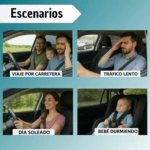 Parasol ventana carros cortina protector para bebé durmiendo, viaje soleado y tráfico lento.