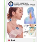 Corrector de postura para cuello, collarín azul plateado y rosa con piedra brillante, para hombres y mujeres.