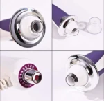Derma Wand Pro: masajeador facial con control de intensidad numerado y boquilla aplicadora.