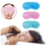 Antifaz relajante de gel azul y rosa, diseño ergonómico con gránulos, ideal para descanso y cuidado facial.
