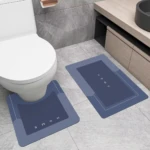 Conjunto de tapetes absorbentes para baño color azul marino, diseño moderno con inscription "HOME".