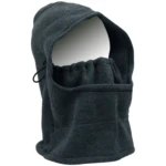 Pasamontañas térmico de polar gris oscuro con cordón ajustable y abertura para cara.