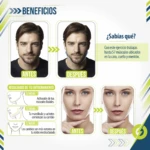 Set x2 Ejercitador mandíbula tonificador verde antes y después, beneficios para rostro, cuello y mentón.