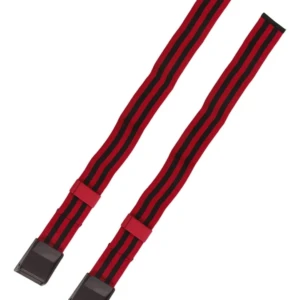 Par de bandas de oclusión rojas con rayas negras y hebillas negras, para entrenamiento.