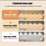 Luz led ultrafina con tres temperaturas de color: cálida 3000K, natural 4000K y blanca 6000K, para diferentes usos.