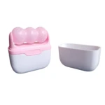 Ice Roller S30 rosado y blanco con recipiente, para refrescar y reafirmar la piel.