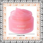 Bote de primer gel facial color rosa brillante, textura suave y cremosa, marca Jiörniee.