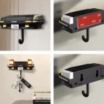 Gancho para llaves en forma de parte frontal de auto negro, con luces y matrícula, ideal para colgar en pared.