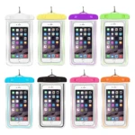 8 fundas para celular a prueba de agua en colores blanco, amarillo, morado, verde, azul, negro, rosa y naranja.