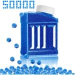 Tarro de hidrogel azul Orbis con 50,000 bolitas, uso principal para decoración y cuidado de plantas.