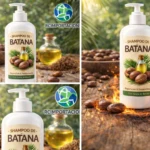 Botella blanca de Shampoo de Batana con aceite y frutos secos, para reparación y fortalecimiento capilar.