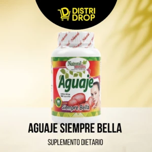Frasco de suplemento dietario Aguaje Siempre Bella, con cápsulas de 500mg.