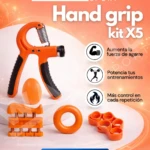 Kit de Ejercitadores de Mano anaranjados: fortalecen agarre, potencian entrenamientos. Incluye 5 piezas.