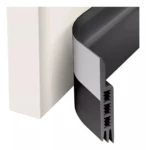 Guardapolvo negro para puerta, protector inferior adhesivo flexible.