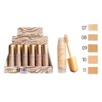 Caja con 6 correctores líquidos SAS en envase dorado y 5 muestras de color con números.