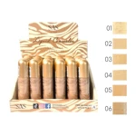 Caja display con 24 correctores líquidos SAS en tonos piel, con muestras de colores 01 a 06 y logo de la marca.