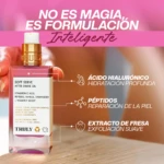 Aceite para después del afeitado Truly "Soft Serve" 90ml, presentación rosada, con ingredientes como ácido hialurónico y péptidos.