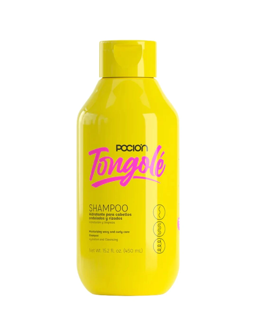 Shampoo Tongole Poción amarillo para cabello ondulado y rizado, 15.2 oz.