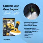 Linterna LED amarilla gran angular 180° multifuncional, ideal para reparaciones, campamentos y emergencias.
