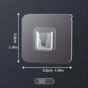 Gancho adhesivo transparente cuadrado de 5.8cm x 2.28in, tipo hebilla, para colgar objetos.