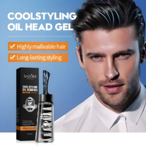 Gel para peinar hombre, envase negro con 280ml, fija y da brillo al cabello, modelo SADOER.