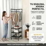 Perchero Esquinero Triangular con Estante - Organiza y ahorra espacio en tu hogar - Imagen 2