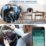 Cámaras espía HD 1080P en acción: intruso detectado en casa y alerta en móvil mientras conductor maneja.