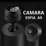Set x2 cámaras espía A9 HD 1080p, negras, visión nocturna, para monitoreo discreto de hogar y oficina.