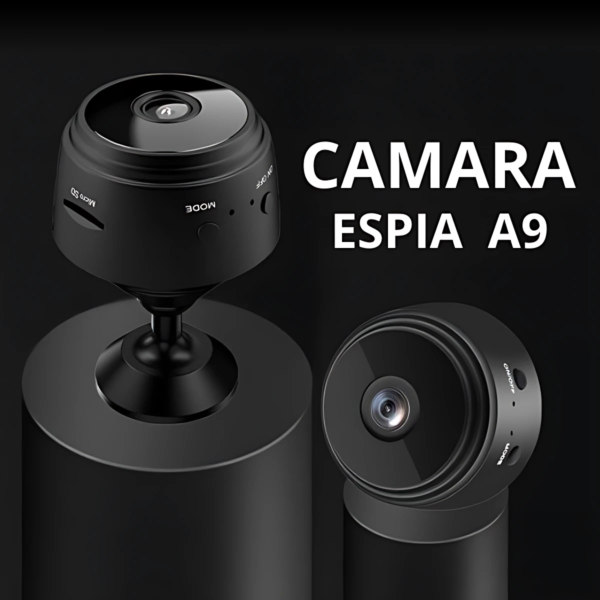 Set x2 cámaras espía A9 HD 1080p, negras, visión nocturna, para monitoreo discreto de hogar y oficina.