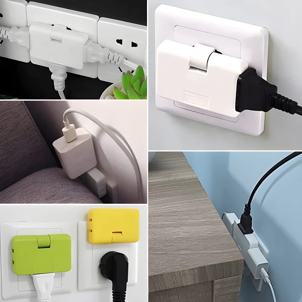 Set x2 adaptadores extensores de toma corriente blancos con 3 puertos cada uno, para enchufes.