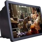 Amplificador 3D F2 de pantalla para celular, con escena de florería antigua en su pantalla.