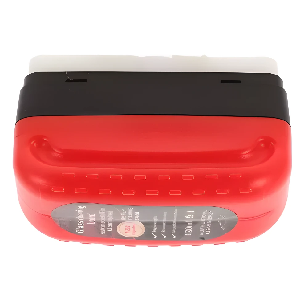Limpiador de parabrisas 120ml, auto, con dispensador rojo y negro, para eliminar aceite y empañante.