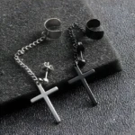 Set x2 Arete Pendiente Colgante Forma de Cruz - Imagen 2