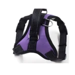 Arnés anti-tirones para perros y gatos color morado con argolla metálica para correa, ideal para paseos seguros.