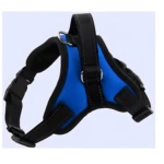 Arnés para perro o gato azul y negro, anti-tirones, con hebillas y argolla para correa.
