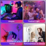 Aro de Luz LED RGB 33cm con Trípode - Ilumina tus creaciones y mejora tu imagen - Imagen 2