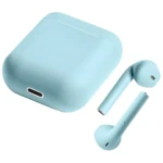 Estuche y audífonos inalámbricos I12 TWS color azul claro, Bluetooth 5.0.