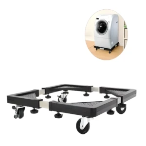 Base móvil ajustable para lavadora, con ruedas giratorias y bloqueos, ideal para electrodomésticos pesados.