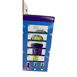 Bebedero portátil para mascotas, morado y verde, con gancho y tapa a prueba de fugas.