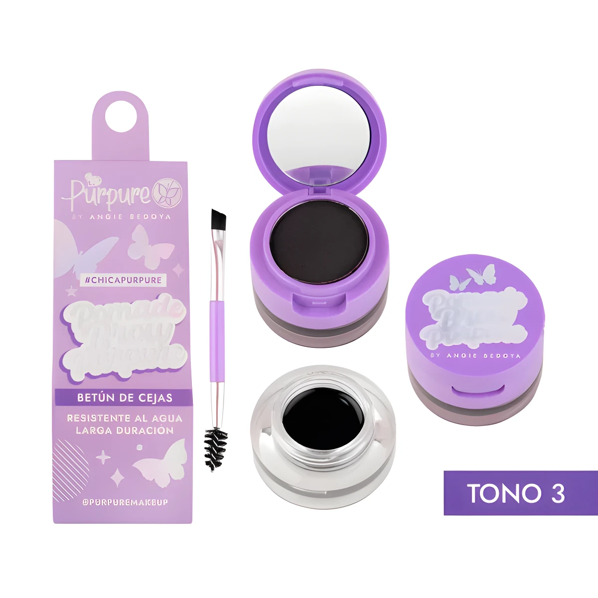 Set de betún para cejas en tono 3, con aplicador doble.